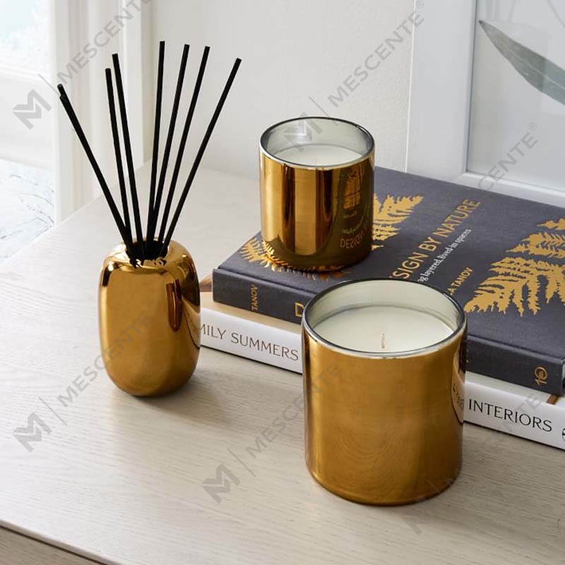 Juego de regalo de decoración de velas de cera de soja perfumada con frasco de vidrio negro con logotipo de impresión dorada personalizada de lujo de Amazon