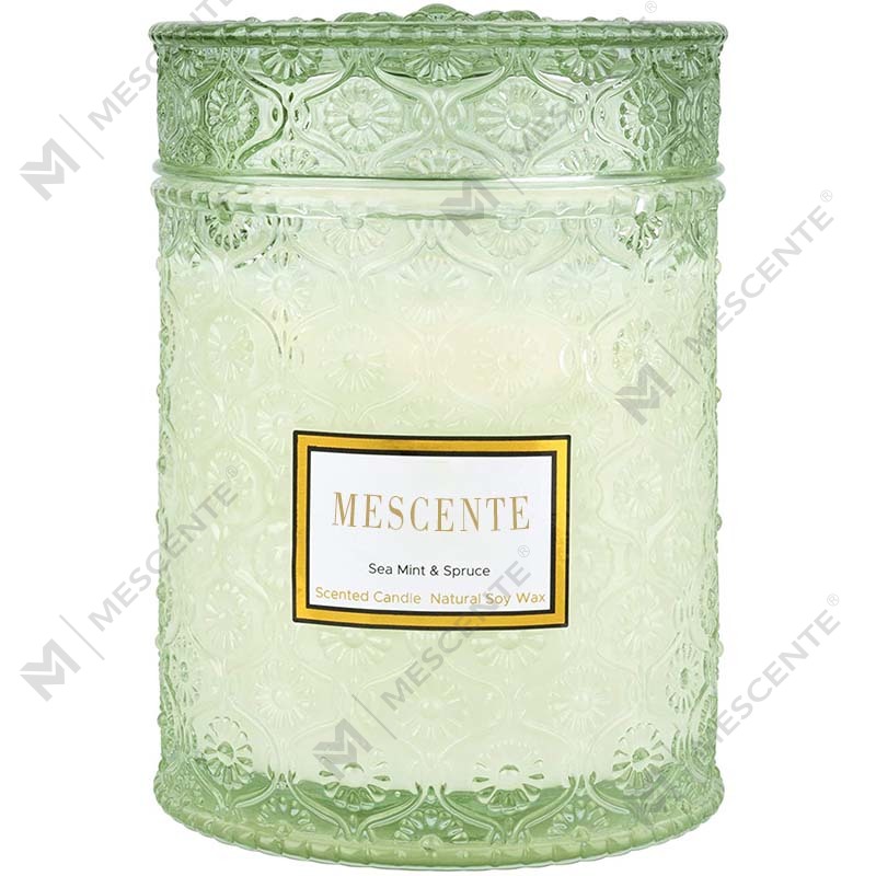 Vela de spa casera con aroma a flores secas, cera de soja, menta y lanzas de eucalipto M&Scent