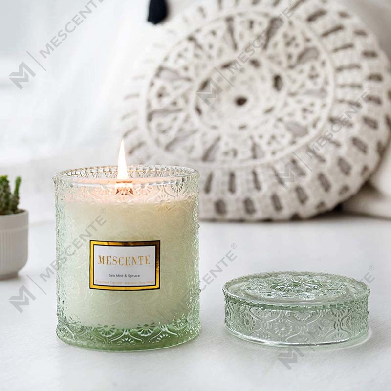 Vela de spa casera con aroma a flores secas, cera de soja, menta y lanzas de eucalipto M&Scent