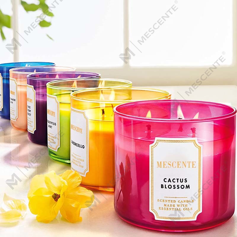 Velas de cera de soja con aroma a jazmín natural de 3 mechas hechas a mano por M&Scent, regalo, velas de cristal de aromaterapia de marca privada