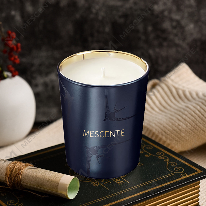 M&Scent Soporte de vidrio de lujo hecho a mano Pilar Vela perfumada de vainilla con cristales