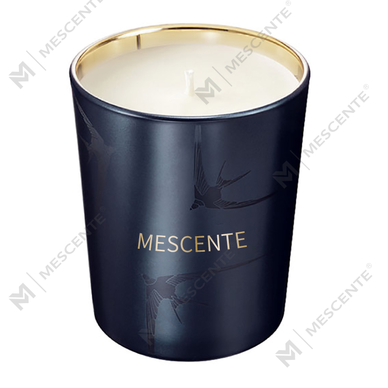 M&Scent Soporte de vidrio de lujo hecho a mano Pilar Vela perfumada de vainilla con cristales