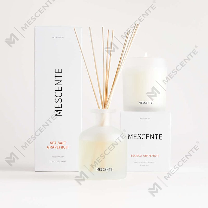 Juego de regalo difusor de varillas aromático color púrpura M&Scent lujo marca privada con caja